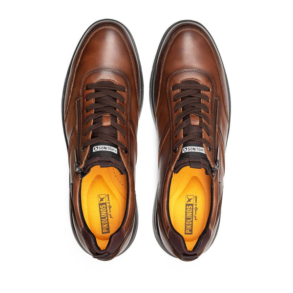 Pikolinos Cordoba M1W-6262C2 Mens Cuero Brown Leather Zip & Lace Trainers-elevate your sole
