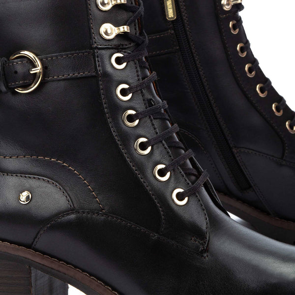 Pikolinos Llanes W7H-8510 Ladies Black Leather Zip & Lace Ankle Boots-elevate your sole
