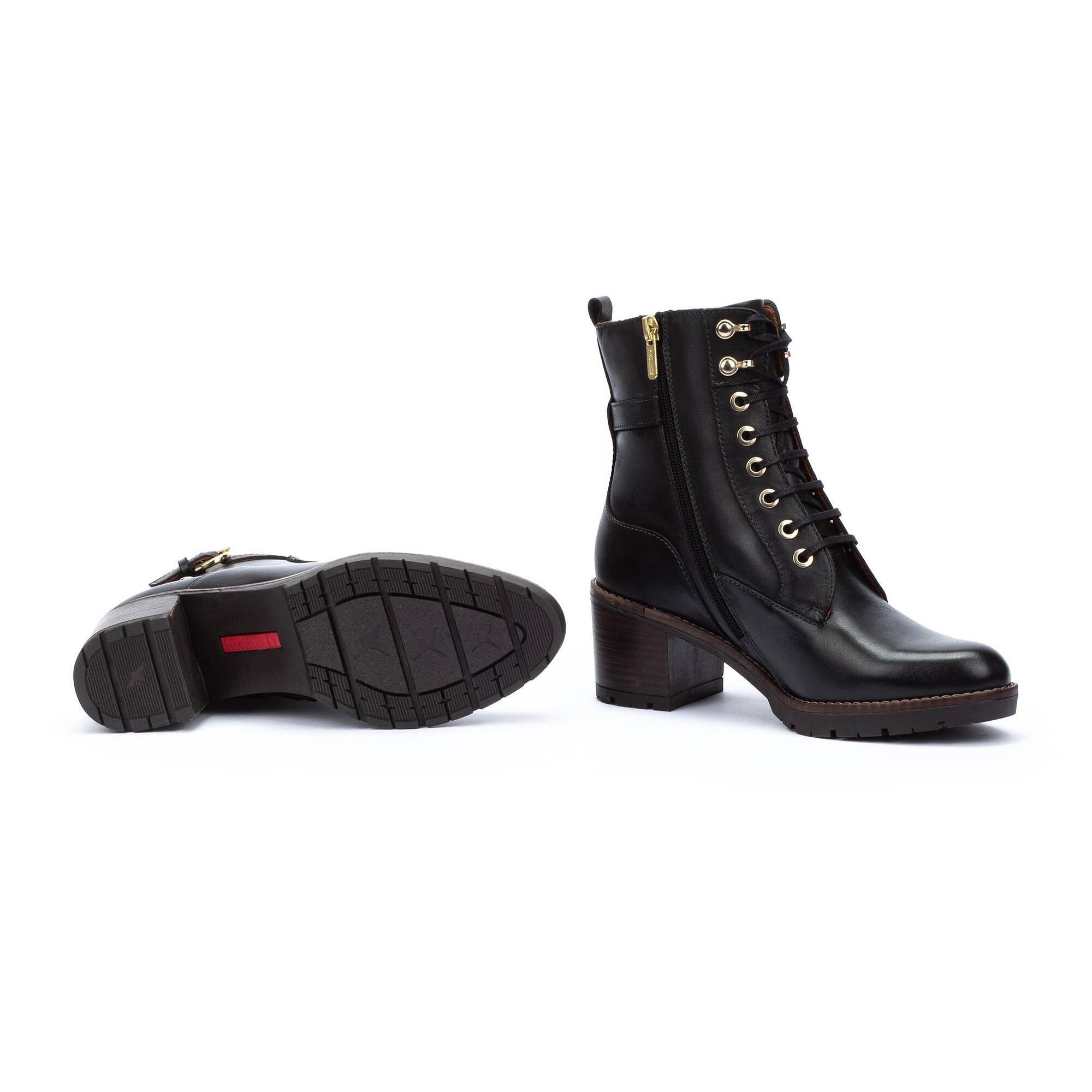Pikolinos Llanes W7H-8510 Ladies Black Leather Zip & Lace Ankle Boots-elevate your sole