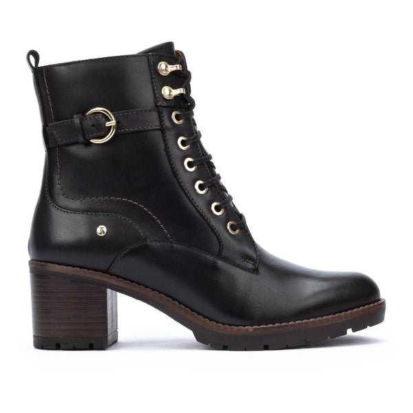 Pikolinos Llanes W7H-8510 Ladies Black Leather Zip & Lace Ankle Boots-elevate your sole