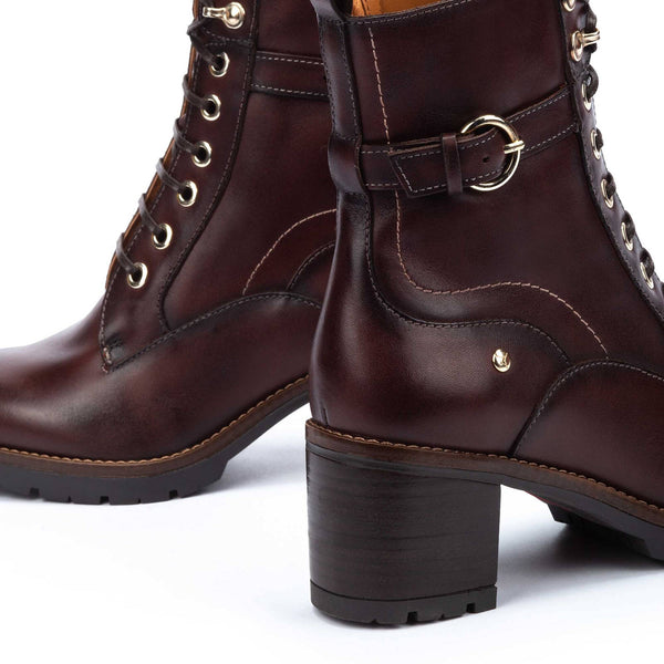 Pikolinos Llanes W7H-8510 Ladies Caoba Brown Leather Zip & Lace Ankle Boots-elevate your sole