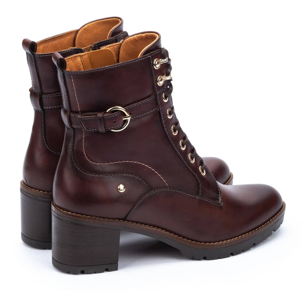 Pikolinos Llanes W7H-8510 Ladies Caoba Brown Leather Zip & Lace Ankle Boots-elevate your sole