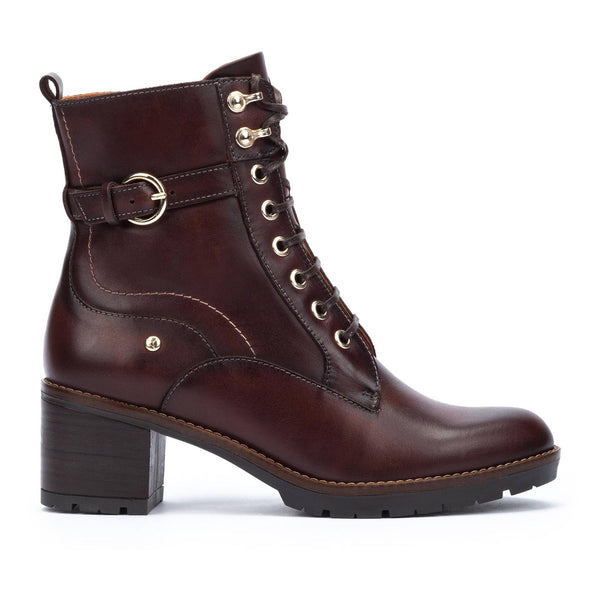 Pikolinos Llanes W7H-8510 Ladies Caoba Brown Leather Zip & Lace Ankle Boots-elevate your sole