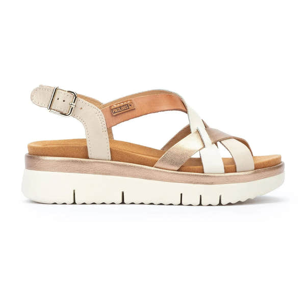 Pikolinos Palma W4N-0650C1 women's bradny leather buckle sandals with ankle strap and chunky sole.