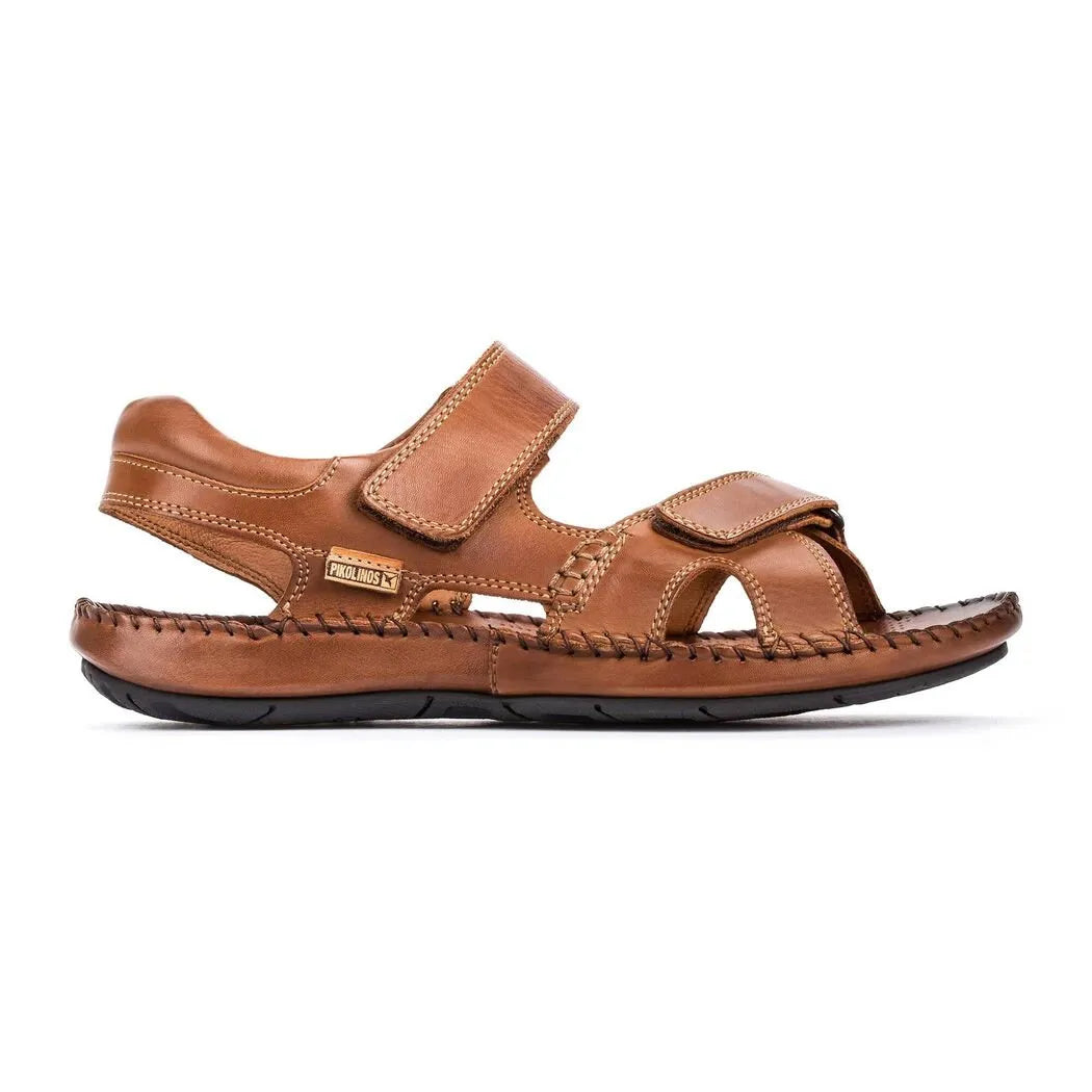 Pikolinos Tarifa 06J-5818 men's leather sandals with touch-fastening straps and a cushioned sole.