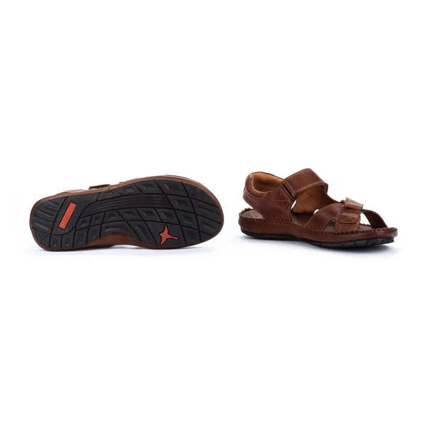 Pikolinos Tarifa 06J-5818 men's leather sandals with Touch Fastening, open toe, adjustable straps, and rubber outsole.