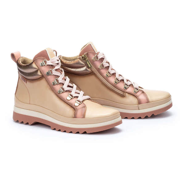 Pikolinos Vigo W3W-8564CPC1 Ladies Marfil Off White Leather Arch Support Zip & Lace Ankle Boots-elevate your sole