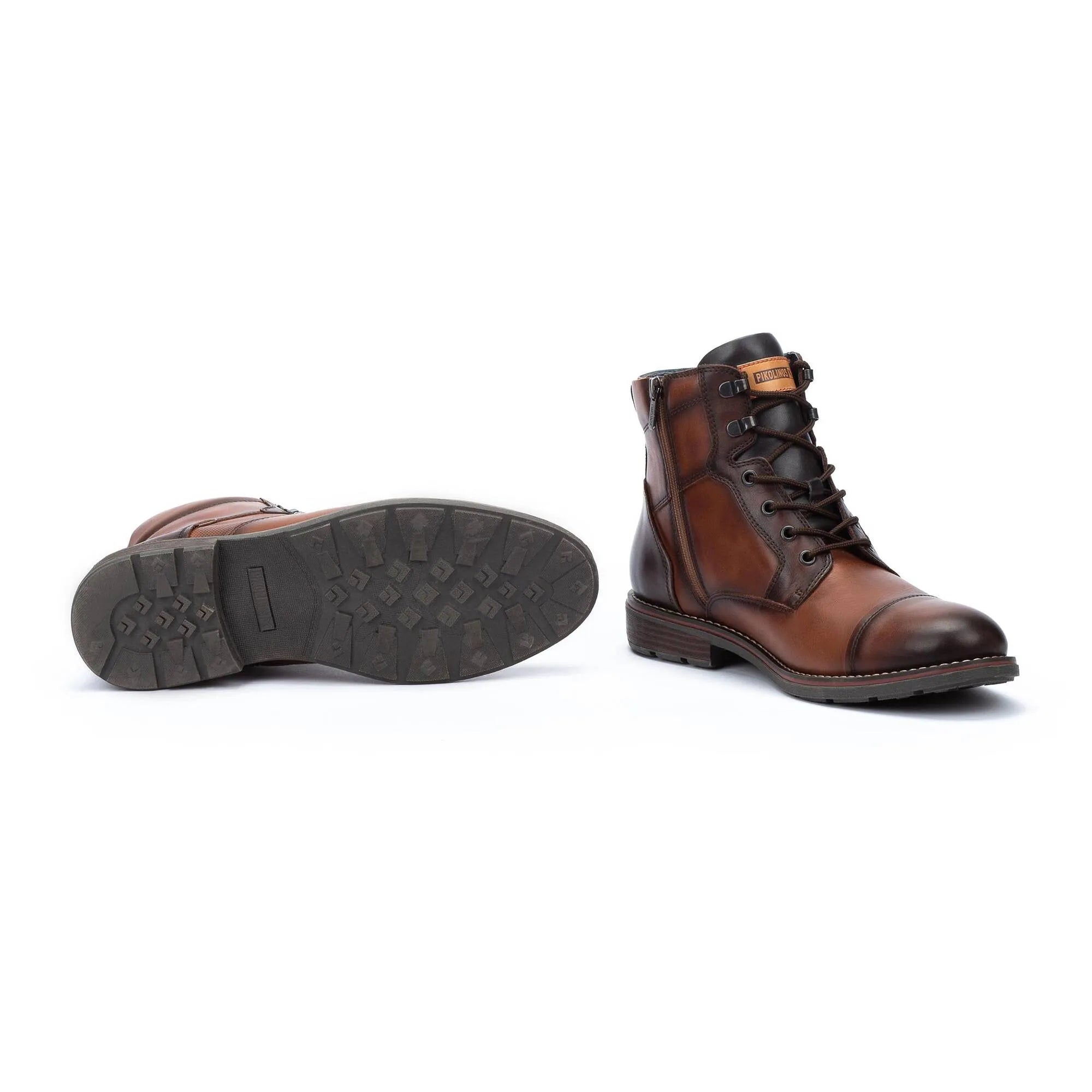 Pikolinos York M2M-8156C1 Mens Cuero Brown Leather Zip & Lace Ankle Boots-elevate your sole