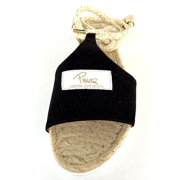 Pinaz Martina Black Suede Flat Platform Sandals - elevate your sole