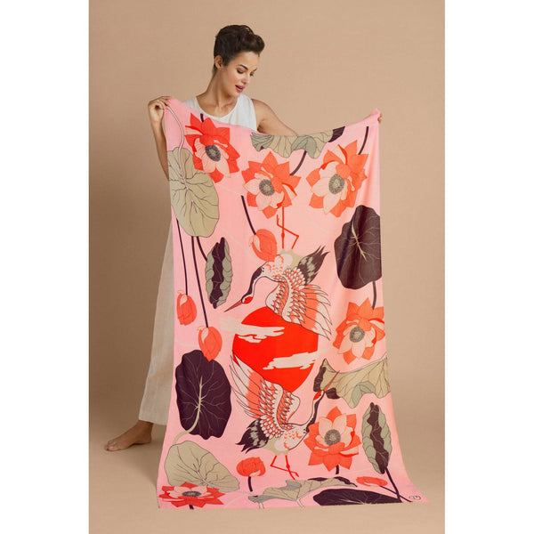 Powder Crane at Sunrise Print Scarf - Petal-elevate your sole