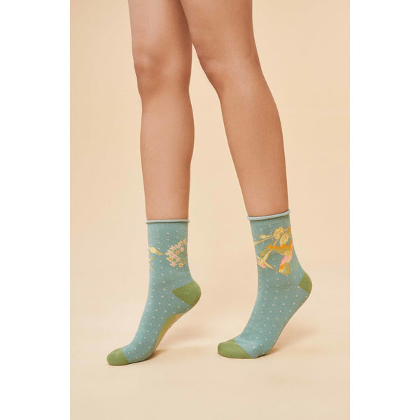 Powder Hummingbird Ankle Socks - Aqua-elevate your sole