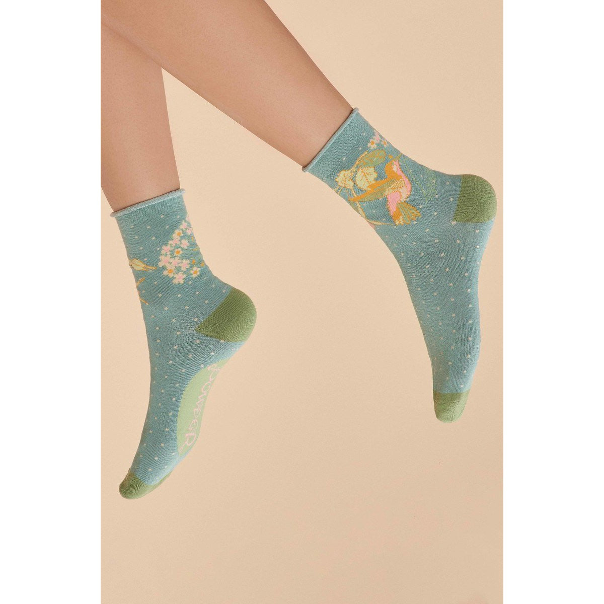 Powder Hummingbird Ankle Socks - Aqua-elevate your sole