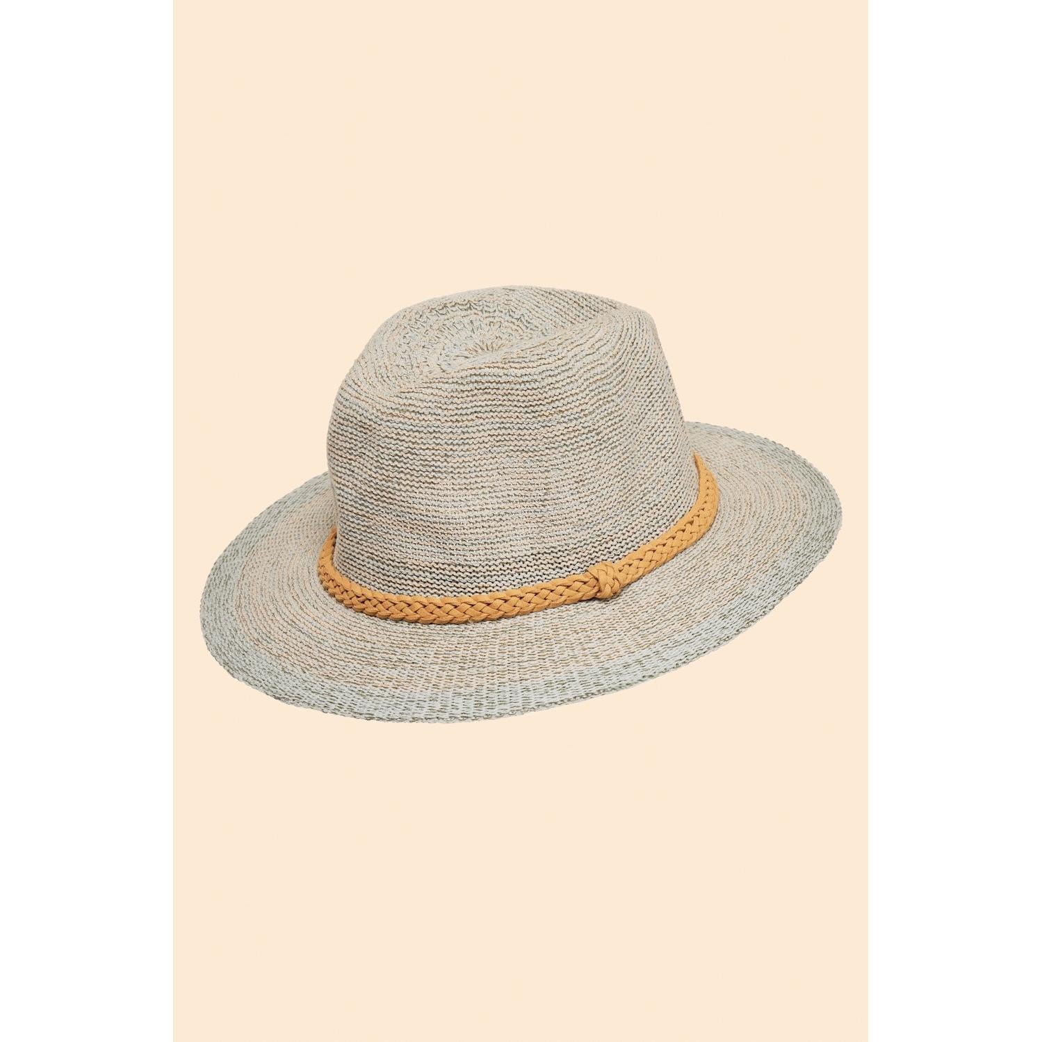 Powder Natalie Hat with braid detail, wide brim, beige straw, perfect for summer, beach, or outdoor wear.