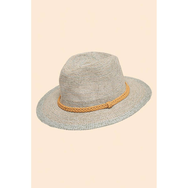 Powder Natalie Hat with braid detail, wide brim, beige straw, perfect for summer, beach, or outdoor wear.