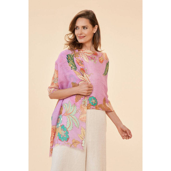 Powder Persian Floral - Lavender Linen Print Scarf-elevate your sole