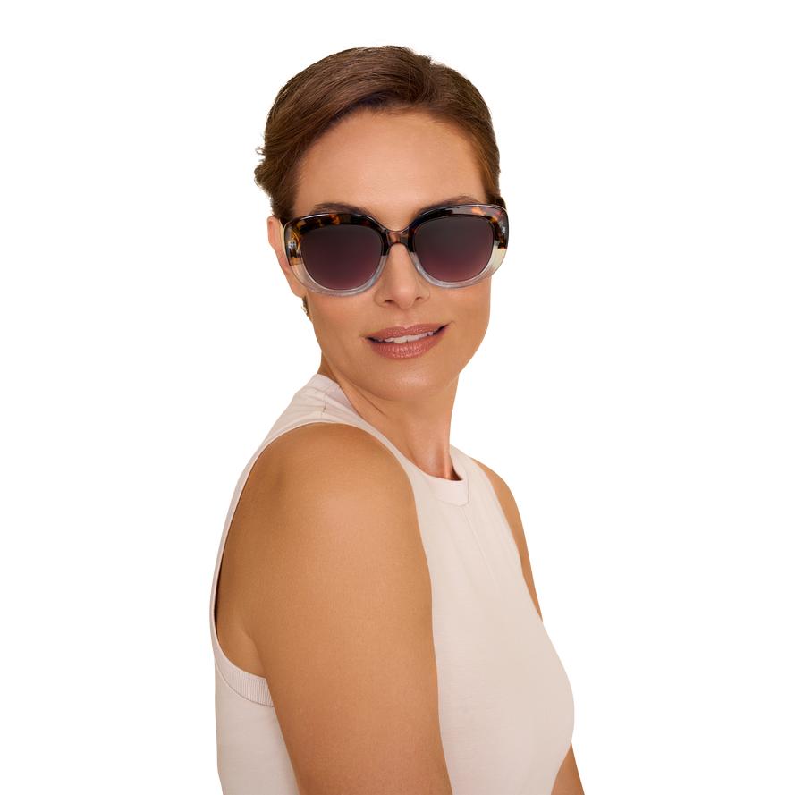 Powder Polina Ltd Edition sunglasses in tortoiseshell and aqua, stylish oversized frame with gradient lenses, for women.