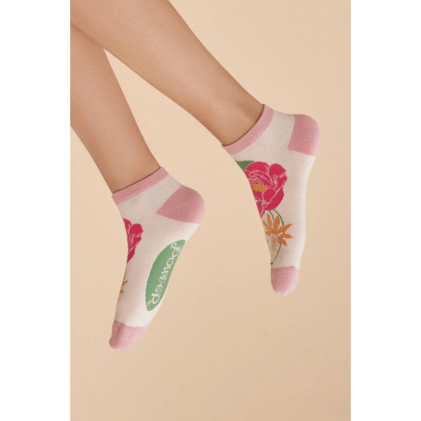 Powder Tropical Flora Trainer Socks - coconut-elevate your sole