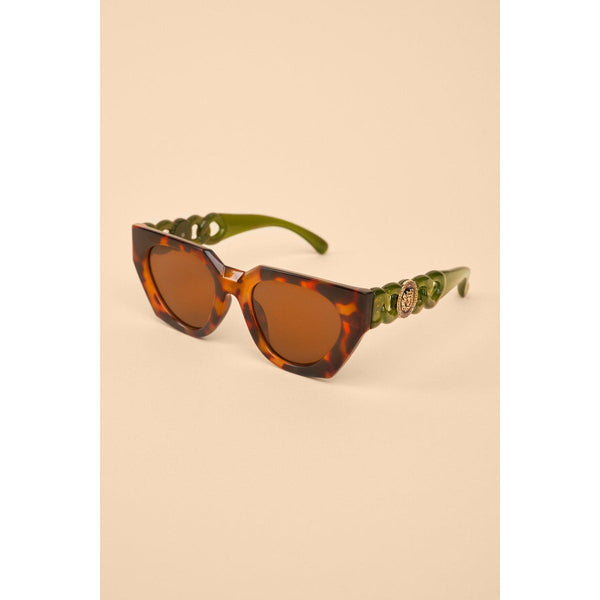 Powder Zelia Luxe Sunglassses - Tortoiseshell/Olive-elevate your sole