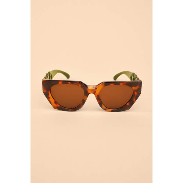 Powder Zelia Luxe Sunglassses - Tortoiseshell/Olive-elevate your sole