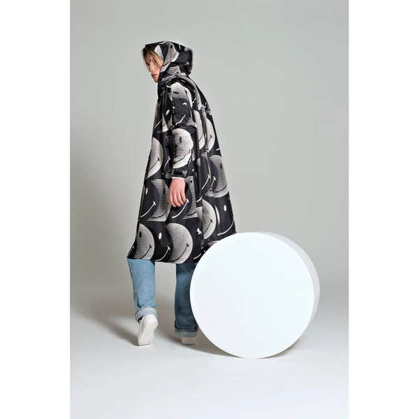 Rainkiss Half Moon x Smiley Black and White Rain Poncho-elevate your sole