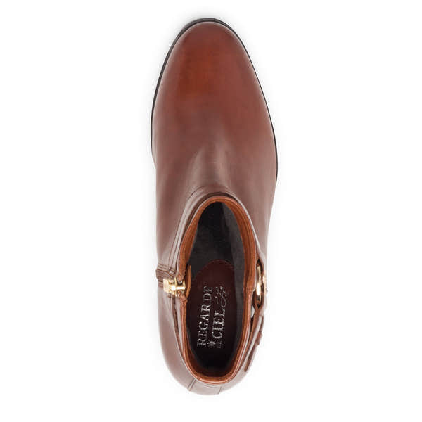 Regarde Le Ciel Joan-01 Ladies Brown Tan Leather Side Zip Ankle Boots-elevate your sole