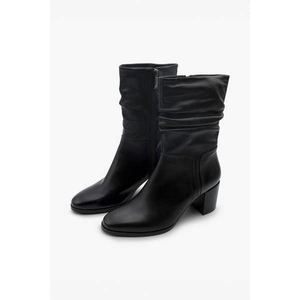 Regarde Le Ciel Joan-11 Ladies Black Leather Side Zip Mid-Calf Boots-elevate your sole