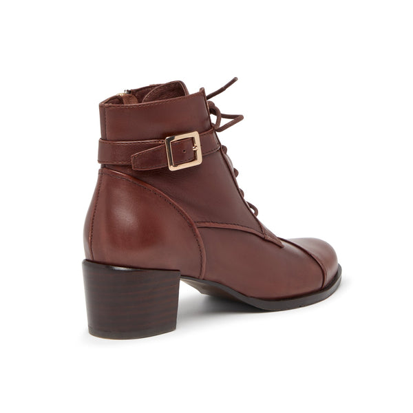 Regarde Le Ciel Jolene-04 Ladies Rust Brown Leather Zip & Lace Ankle Boots-elevate your sole