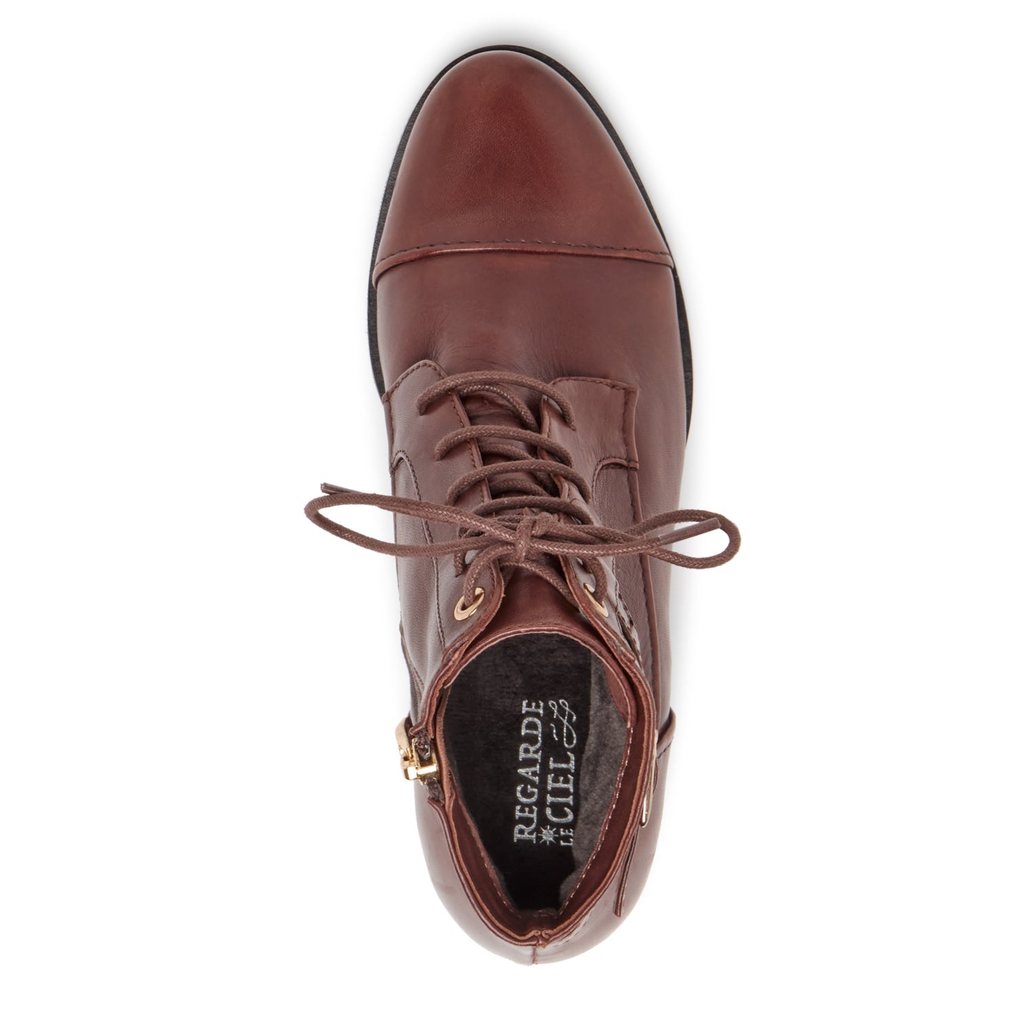 Regarde Le Ciel Jolene-04 Ladies Rust Brown Leather Zip & Lace Ankle Boots-elevate your sole