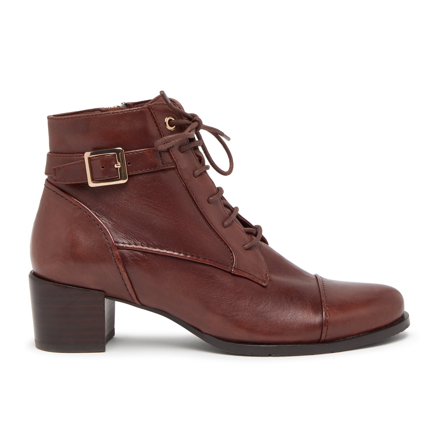Regarde Le Ciel Jolene-04 Ladies Rust Brown Leather Zip & Lace Ankle Boots-elevate your sole