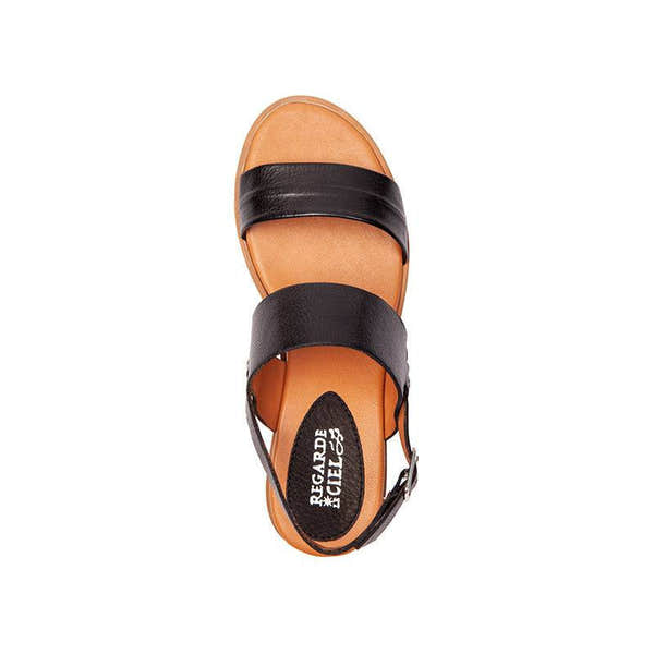 Regarde Le Ciel Peggy 01 Ladies Black Leather Buckle Fastening Sandals-elevate your sole