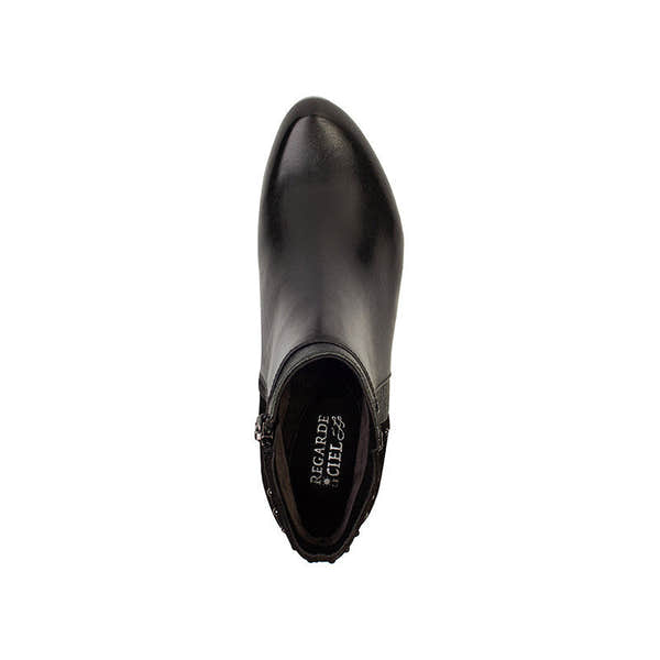 Regarde Le Ciel Stefany-386 Ladies Black Leather Side Zip Ankle Boots-elevate your sole