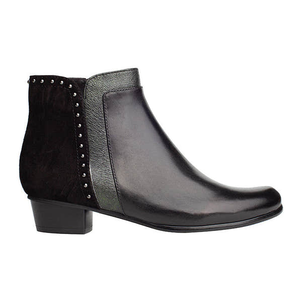 Regarde Le Ciel Stefany-386 Ladies Black Leather Side Zip Ankle Boots-elevate your sole