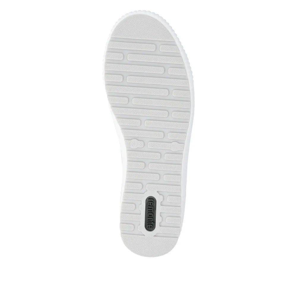 White water-resistant leather shoe with zipper and lace-up closure, slip-resistant sole, for ladies.