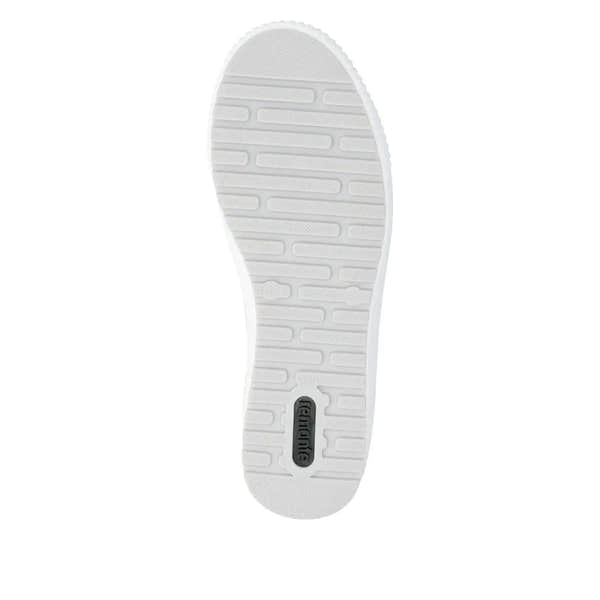White water-resistant leather shoe with zipper and lace-up closure, slip-resistant sole, for ladies.