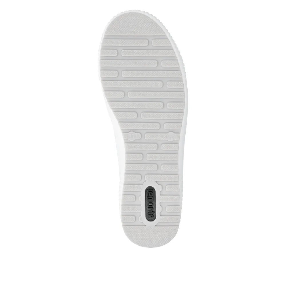 White leather ladies' shoes with water-resistant features, zip and lace design, and a textured rubber sole.