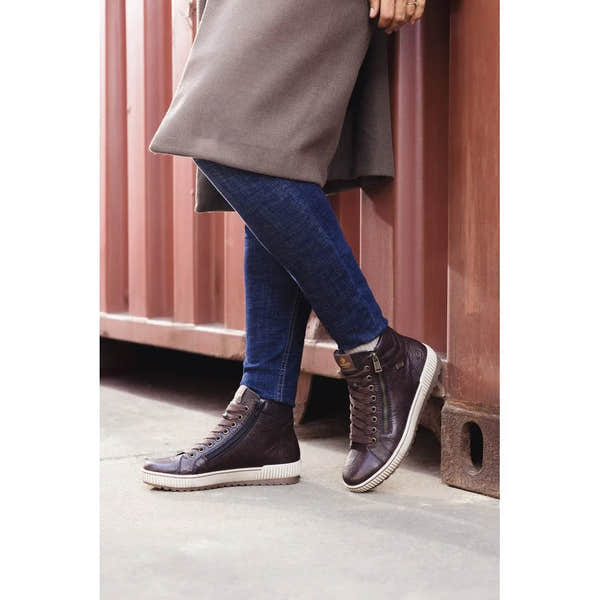 Remonte D0772-25 Ladies Havana Brown Suede Water Resistant Zip & Lace Ankle Boots-elevate your sole