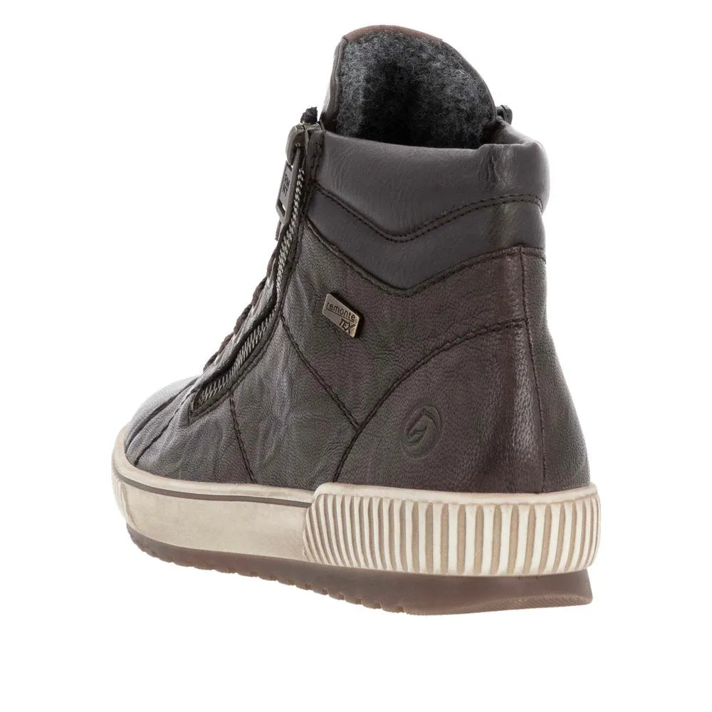 Remonte D0772-25 Ladies Havana Brown Suede Water Resistant Zip & Lace Ankle Boots-elevate your sole