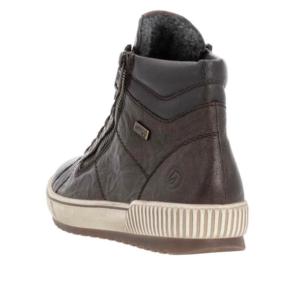 Remonte D0772-25 Ladies Havana Brown Suede Water Resistant Zip & Lace Ankle Boots-elevate your sole