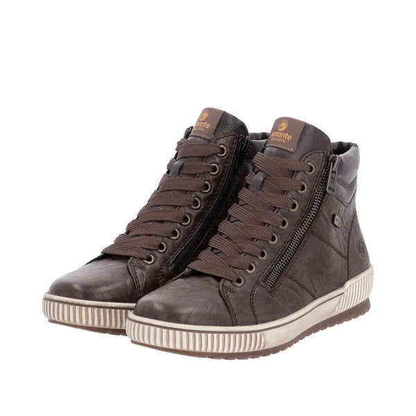 Remonte D0772-25 Ladies Havana Brown Suede Water Resistant Zip & Lace Ankle Boots-elevate your sole
