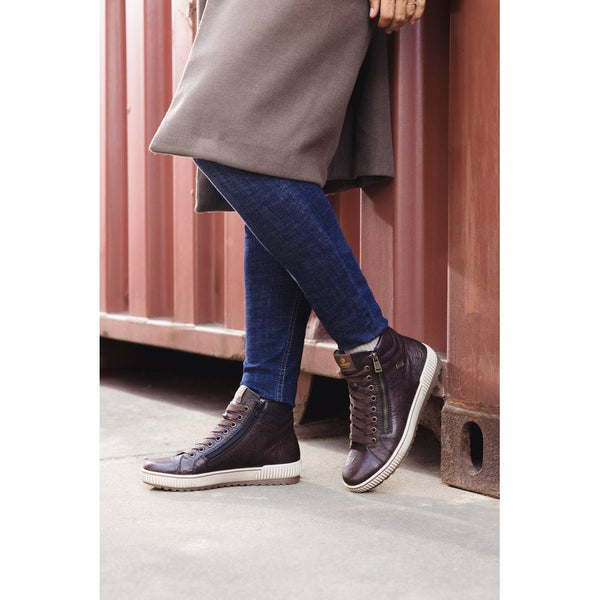 Remonte D0772-25 Ladies Havana Brown Suede Water Resistant Zip & Lace Ankle Boots-elevate your sole