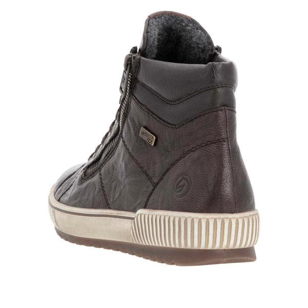 Remonte D0772-25 Ladies Havana Brown Suede Water Resistant Zip & Lace Ankle Boots-elevate your sole