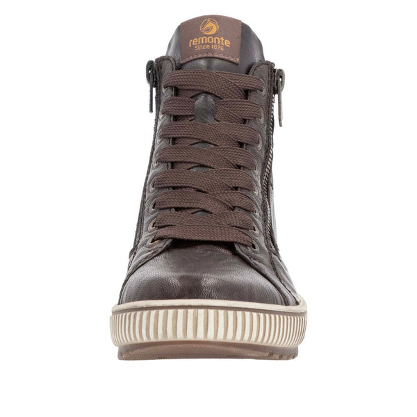 Remonte D0772-25 Ladies Havana Brown Suede Water Resistant Zip & Lace Ankle Boots-elevate your sole
