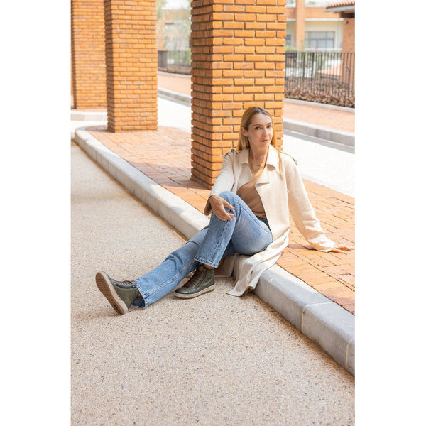 Remonte D0772-52 Ladies Forest Green Leather Water Resistant Zip & Lace Ankle Boots-elevate your sole