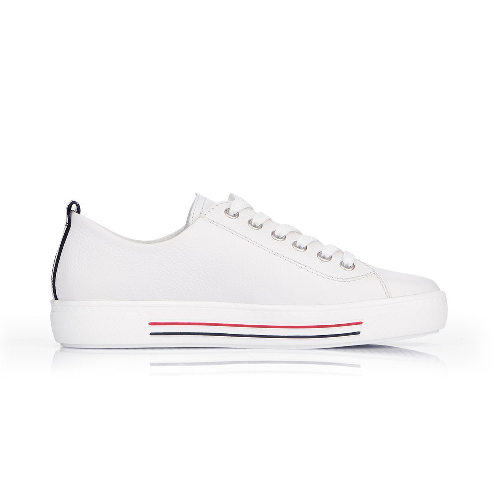Remonte D0900-80 Ladies White Leather Lace up Trainer - elevate your sole