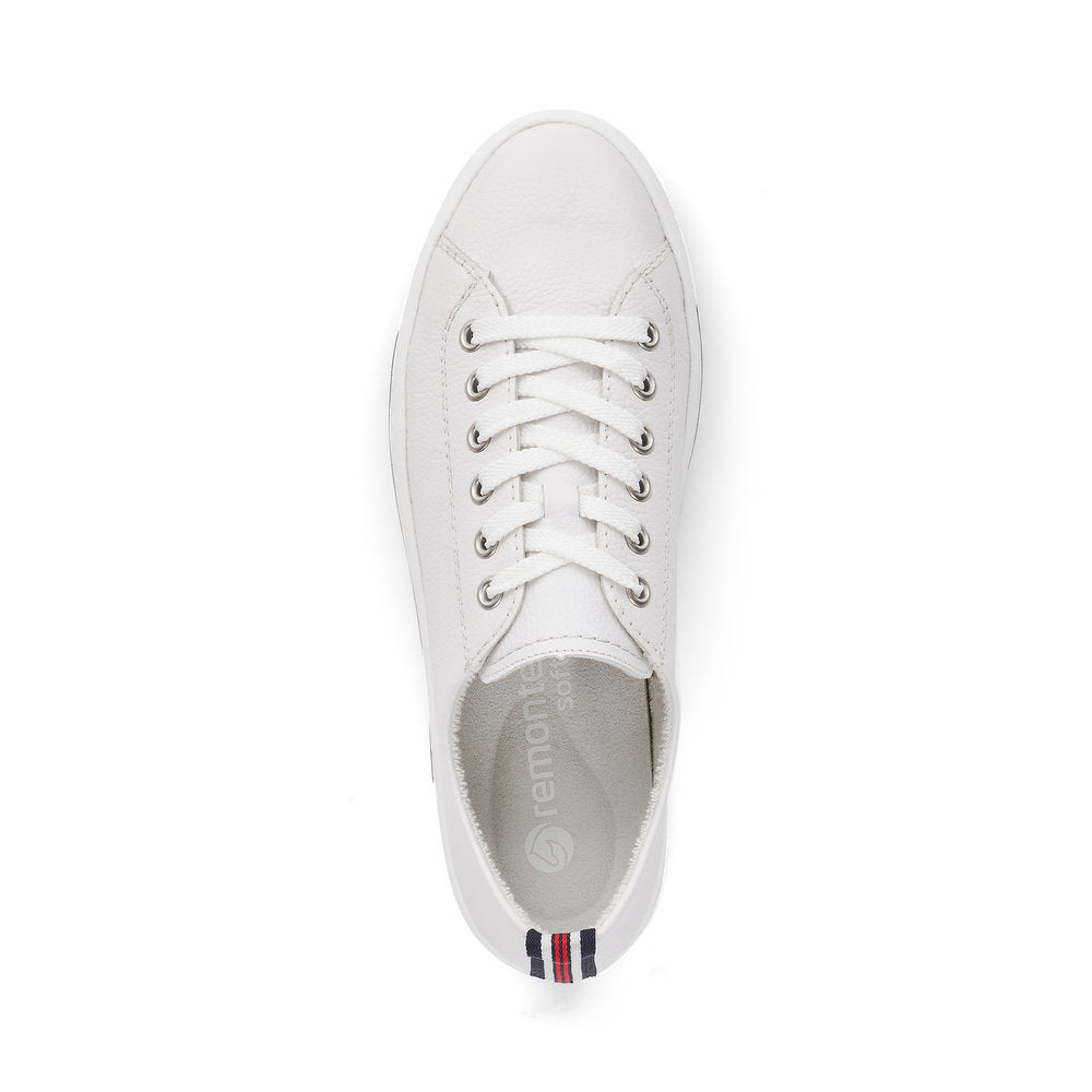 Remonte D0900-80 Ladies White Leather Lace up Trainer - elevate your sole
