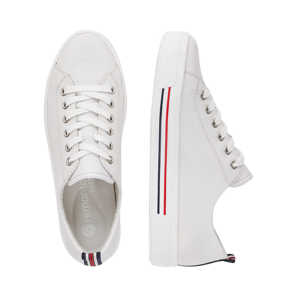 Remonte D0900-80 Ladies White Leather Lace up Trainer - elevate your sole
