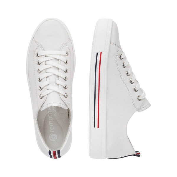 Remonte D0900-80 Ladies White Leather Lace up Trainer - elevate your sole