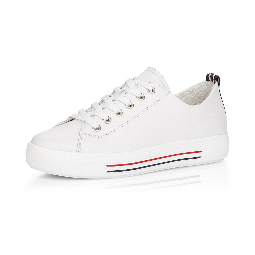 Remonte D0900-80 Ladies White Leather Lace up Trainer - elevate your sole