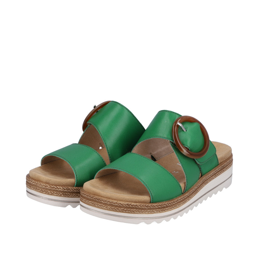 Remonte D0Q51-52 Ladies Apple Green Leather Touch Fastening Sandals-elevate your sole
