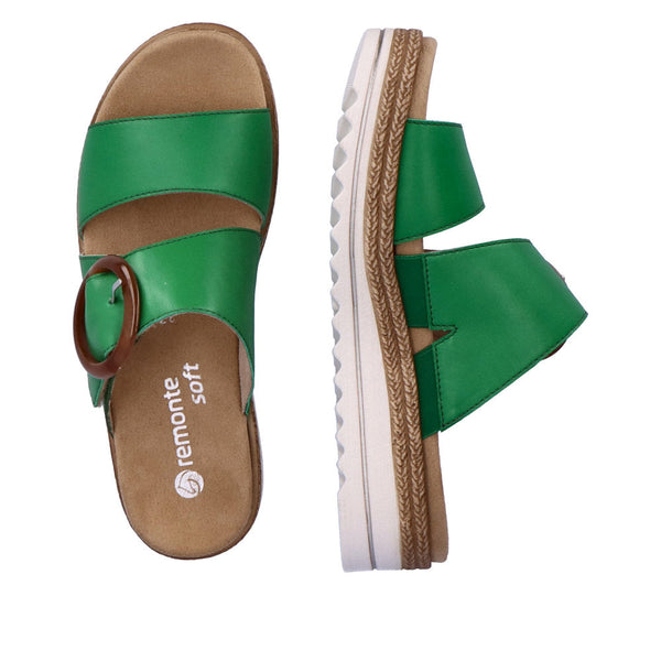 Remonte D0Q51-52 Ladies Apple Green Leather Touch Fastening Sandals-elevate your sole